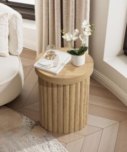 Hometopia Modern Runder Couchtisch aus Holz fürs Wohnzimmer 40 cm