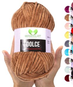 MeriWoolArt Chenille Garn für Stricken und Häkeln - weiche Samt-Wolle - 100% Flauschige Polyester - 100 g und 120 m - pe