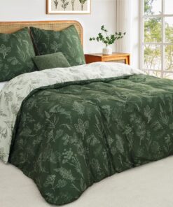 Bettwäsche 200x200 Olivgrün Blumen Wende Weich und Angenehm OEKO-TEX Bettwäsche-Sets