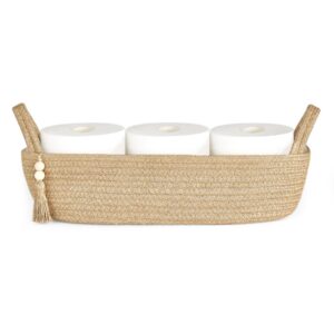 Mkono Kleiner Aufbewahrungskorb Boho-Badezimmer-Dekor gewebtes Seil Schlafzimmer Wohnzimmer, Jute, 39,9 cm L x 15,2 cm B
