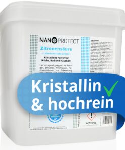 Nanoprotect Zitronensäure | Lebensmiddelqualität, kristallines Pulver E330 |Made in Germany, 5 kg für Lebensmittelindust