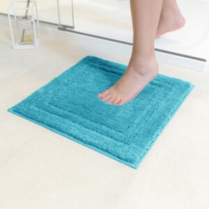 Decomira rutschfest Badematte WC-Teppich | waschbar Badezimmer-Teppich Bad-Vorleger | Petrol Türkis 45x45 cm