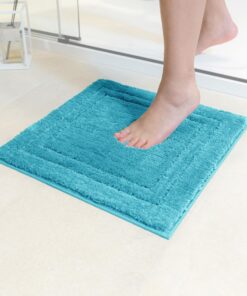 Decomira rutschfest Badematte WC-Teppich | waschbar Badezimmer-Teppich Bad-Vorleger | Petrol Türkis 45x45 cm