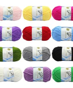 Häkelgarn Wolle zum Stricken 12 Farben x 50g Set für Handwerk | Acryl Wolle Baumwolle zum Häkeln 12 Farben x 50g Strick