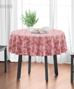 Encasa XO 4 Seater Rot Estischtuch Blumen Jacquard - ideal für Familienversammlungen und Partys, waschbar auf Chambray H