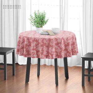 Encasa XO 4 Seater Rot Estischtuch Blumen Jacquard - ideal für Familienversammlungen und Partys, waschbar auf Chambray H