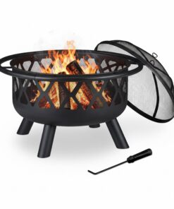 Relaxdays Feuerschale mit Funkenschutz Ø 6|5 cm Garten Terrasse