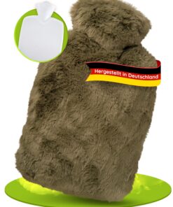 Hugo Frosch Klassik Wärmflasche 1,8l - langanhaltend & geruchsneutral - Moosgrün Flauschbezug - perfekt für Kinder & Erw