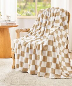 EMME Flauschige Kuscheldecke - Wolldecke & Fleecedecke, Weiche Warme für Couch und Bett, 150 x 200 cm, Beige OEKO-TEX ST