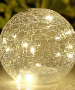 Crackle Glaskugel LED Lampe Batteriebetrieben, Festliche Dekoration für Wohnzimmer & Weihnachten, Optimal für Festive Am