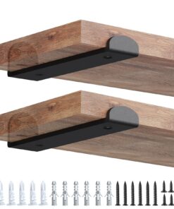 WELDUN 2 Set Regalhalterung, Metall, 20 CM, Wandmontage, 75 KG Tragkraft, Schwarz