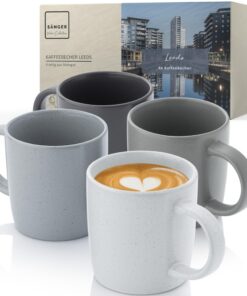SÄNGER Leeds Kaffeebecher 4 teilig,VALUE COLLECTION, für Familien, gut für Every-Day-Use, spülmaschinen- und mikrowellen