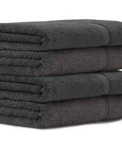 4er Duschtuch Set, 100% Baumwolle, Anthrazit, 70x140cm, perfekt für die Familie, ideal für Bad und Badezimmer, hautfreun