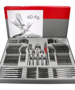 Justinus Twist 60tlg Besteck-Set für 12 Personen | Rostfreier Edelstahl | Gabel, Messer & Löffel | Gastro & Zuhause | Ho