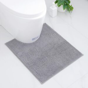 Homaxy Hellgrauer Chenille Badzimmerteppich für WC rutschfester Saugfähiger VorlegerOEKO-TEX STANDARD 100 Homaxy Hellgra