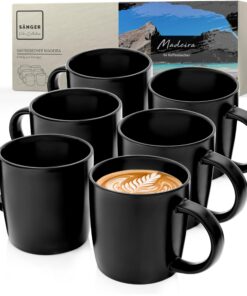Sänger Madeira Kaffeebecher 6 Personen |VALUE COLLECTION Spülmaschinenfest Mikrowellenfest Schwarz Matt 350 ml Multifunk