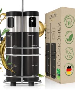 Premium Ölsprüher 2er Set | hygienisch verschließbar + UV-Schutz + BPA-frei für die Küche