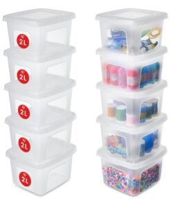 Iris Ohyama Aufbewahrungsboxen 2L, 10er-Set, Transparent, Einfach Organisieren, Stackbar, Plastik, Schrank & Regale, Kun