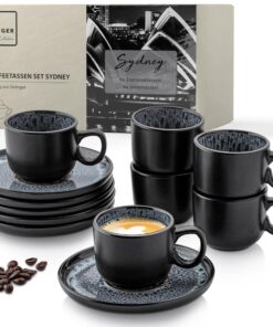 SÄNGER Sydney Mokka Tassen-Set Steingut 12 teilig spülmaschinenfest mikrowellenfest Value Collection 80 ml