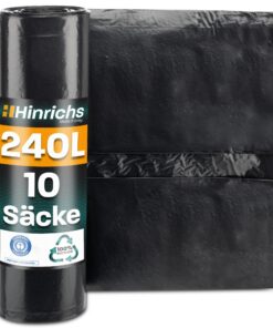 Hinrichs Müllsäcke 240L extra Stark - perfekte Müllentsorgung für Haus und Garten - 10er Rolle - 10 Stück 240 L schwarz