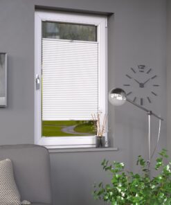 Deco-Raum Plissee auf Maß für alle Fenster innen - Sichtschutz und Sonnenschutz - Weiß - B:71-80 cm, H: 40-100 cm
