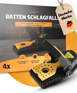 Rattenfallen Schlagfallen - Langlebig Dank ABS + Metall - Inkl. 1 Paar Handschuhe - Wiederverwendbare Rattenfalle für Ke