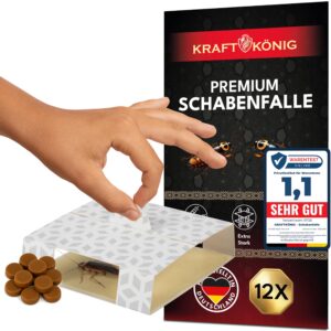 KRAFTKÖNIG Premium Kakerlakenfalle - 12x Falle - Stark Lockstoff - Ungeziefer Falle - Kakalakenfallen Monitoring - Alter