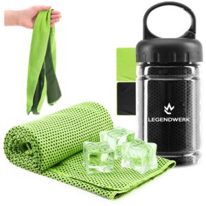 com-four® 2X Cooling Towel mit Flasche - Kühlhandtuch für Fitness und Laufen - Abkühlung bei Hitze & Muskelkater (2X Tuc