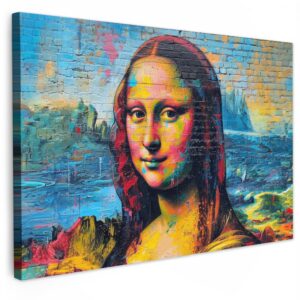 MuchoWow© Großformatige Wandbilder Schlafzimmer Deko - Mona Lisa - Graffiti 120x80cm