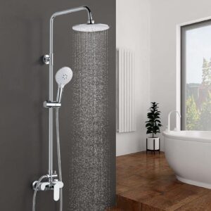 AIMOYO Duschsystem mit Armatur Komplettset für Baden, AIMOYO Duschsystem mit Armatur mit 3 Strahlarten, Verstellbare Dus
