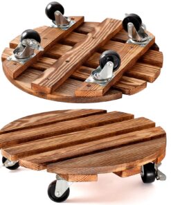 **2X Pflanzenroller aus Holz für Pflanzenpflege Heavy Duty Outdoor Rollbrett 100kg Rund Räder 30cm** | **Pflanzenroller