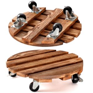 **2X Pflanzenroller aus Holz für Pflanzenpflege Heavy Duty Outdoor Rollbrett 100kg Rund Räder 30cm** | **Pflanzenroller