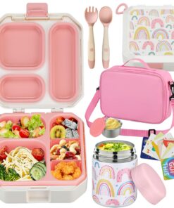 Thermobehälter für Kinder mit 340 ml Suppe + auslaufsicher + 5 Fächer + für heiße Lebensmittel + isolierte Lunchtasche +