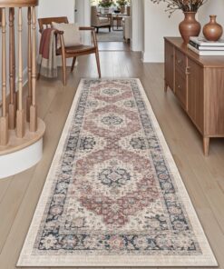 DEXI Küchenläufer Flur Teppich 61x152cm, rutschfest, waschbar, Schmutz & Wasser Aufnehmen, Beige