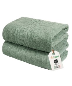 Homeit Große Badetücher SetGrün 100% Baumwolle Saugfähig und weich, Italienisch Herstellt, 100x150cm, OEKO-TEX Standard