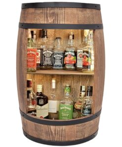 WEECO Weinfass Barschrank LED Beleuchtung 80x50cm Vintage Wohnzimmer Minibar