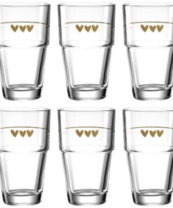 Leonardo Solo Latte-Macchiato Gläser, Herzen Aufdruck, spülmaschinengeeignete Kaffee und Cappuccino Gläser, Herzchen Mot