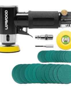 Mini Druckluft-Exzenterschleifer Set für Auto, Holz und Metall mit 24 Grünen Schleifscheiben und 2" & 3" Schleiftellern