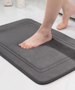 Chakme rutschfestes Badezimmerbadematte Weich Saugfähige Duschvorleger für Badezimmer Dunkelgrau 43x61cm