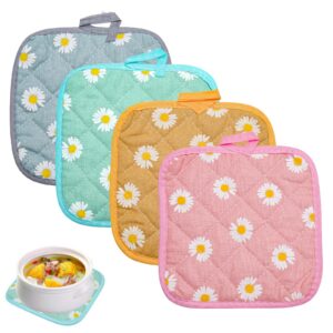 4er Set Topflappen Baumwolle, Hitzebeständig und anti-rutschig für die Küche, waschbar zum Backen und Kochen. Küchenzube