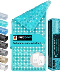 Blumbach® rutschfest Badewannenmatte 88x40cm – 100% BPA-frei | Sicher für Kinder & Senioren | 200+ Saugnäpfe, Schimmelre