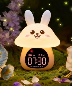 Yiliaw Kinder Schlaflern-Wecker mit Nachtlicht – Ok to Wake Uhr, Doppelalarm, RGB Farben, 6 Wecktöne & Weißes Rauschen,