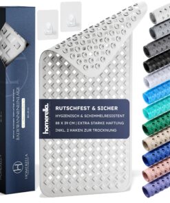 Homerella Badewannenmatte rutschfest Hautsensitiv 88x39cm, INKL. AUFHÄNGUNG | Duschmatte schimmelresistent & maschinenwa