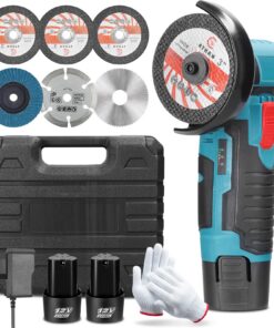 Mini Winkelschleifer Professional Akku Set 12V, Akku Flex und 2 x 2000mAh Batterien, Holz-Stein-Stahl Schneiden und Poli
