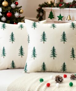 JOTOM Weihnachts Kissenbezüge, Dekorative Doppelseitiges Muster für Wohnzimmer (60x60cm, Grün) | JOTOM Weihnachten Kiss