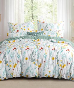 RUIKASI Blumen Bettwäsche 3teilig 200x200 Grün - Mikrofaser Floral Sets für Ihr Gemütiges Schlafzimmer OEKO-TEX