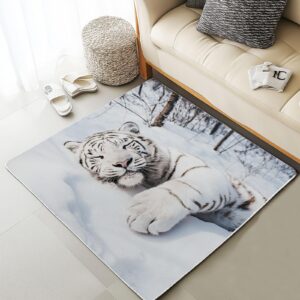 Schnee Dschungel Teppich Flauschig Weich rutschfest für Schlafzimmer Wohnzimmer DELOSTOPP