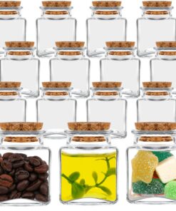 Quadratische Einmachglasflaschen mit Korkverschluss 50 ml, 15 Stück, perfekt für Gewürze, Perlen, Süßigkeiten und Dekoar
