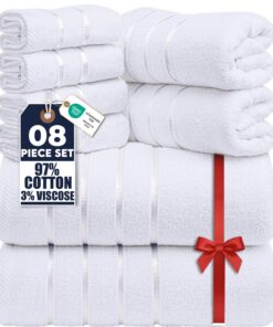 Utopia Towels - 8er-Pack saugfähige Handtücher, schnell trocknend aus 97% Baumwolle (Weiß) OEKO-TEX OEKO-TEX OEKO-TEX