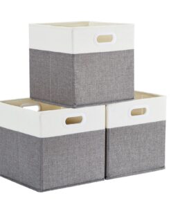 Mangata faltenfreie Kleiderkörbe 30x30x30 cm, Grau/Beige Weiß | Mangata Truhen 30x30x30 cm faltenfrei, White/Grey Beige